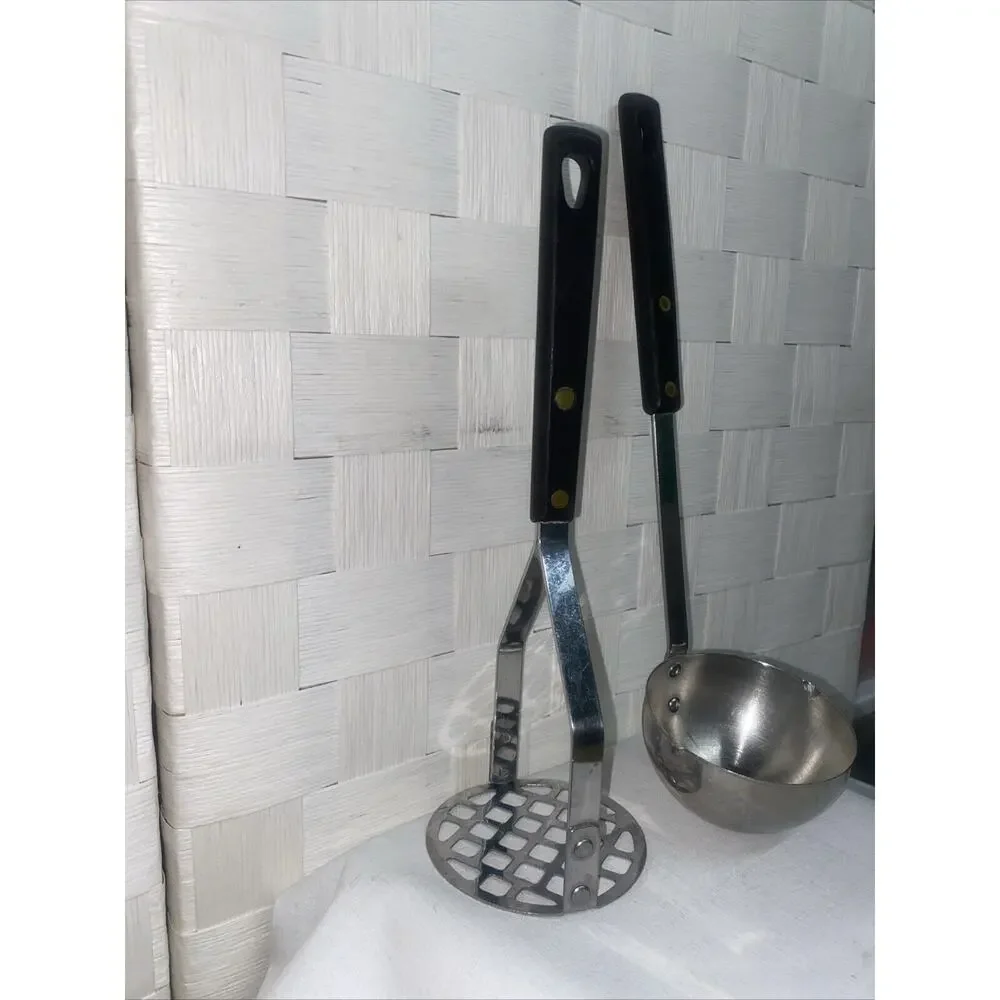 Set Of 2 Vintage Stainless USA Ladle and Masher Matching Set Composite Handles